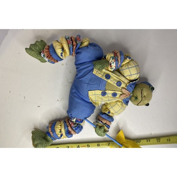 Frog Doll Shelf Sitter Pinwheel Yolo Arms & Legs Nursery Handmade Folk Art - Picture 9 of 10